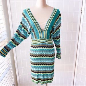 MARCIANO Green & Yellow Missoni Mini Dress